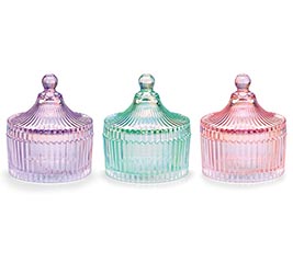 IRIDESCENT CANDY DISH WITH LID