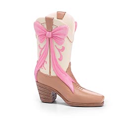 PINK BOW BOOT SHAPE RESIN COWGIRL VASE