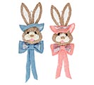 Related Product Image for SISAL BUNNY HEADS WITH BURLAP HATS/BOWS 