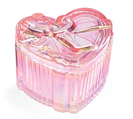 IRIDESCENT PINK HEART SHAPE GLASS DISH