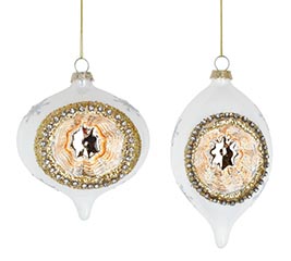 ORNAMENT WHITE AND GOLD REFLECTOR ASTD
