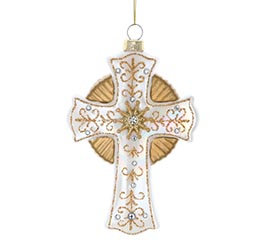 ORNAMENT WHITE AND GOLD CROSS