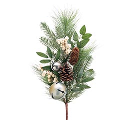 SPRAY 28" PINE NEEDLES WITH BELLS