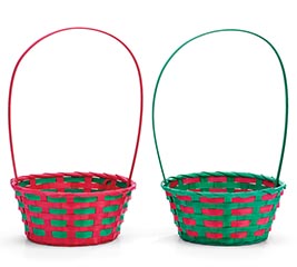 SMALL RED AND GREEN BAMBOO BASKETS