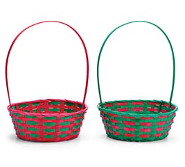 RED AND GREEN BAMBOO BASKETS