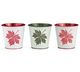 4" METALLIC LEAF POT COVER ASTD
