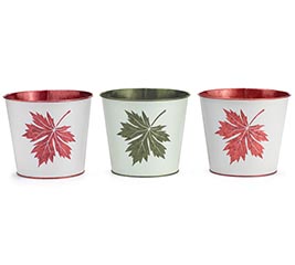 6" METALLIC LEAF POT COVER ASTD