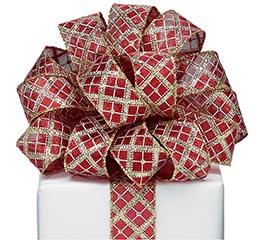 #9 RED AND GOLD DIAMOND RIBBON