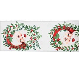 #40 SANTA FACE FRAMED IN GREENERY RIBBON