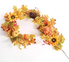 GARLAND 60" LEAVES PUMPKINS SUNFLOWERS