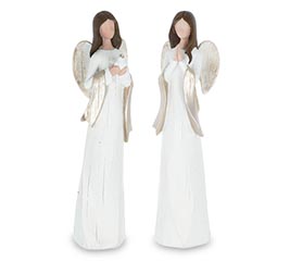 IVORY ANGEL WITH GOLD ACCENT FIGURINE