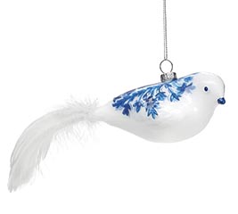 ORNAMENT WHITE BIRD WITH FEATHER TAIL