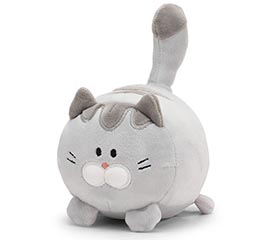 PLUSH 4" ROUND GRAY CAT