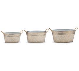 NESTED GALVANIZED RIBBED PLANTER