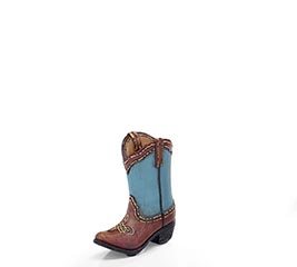 TEAL/BROWN MINI RESIN BOOT VASE