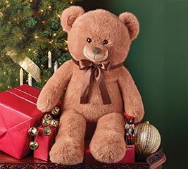 PLUSH 29" BROWN BEAR WITH SATIN BOW