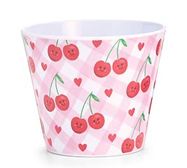 4" CHERRY GINGHAM MELAMINE POT COVER