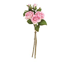 SILK PINK ROSE BUNDLE 3 ROSES AND 2 BUDS