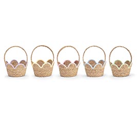 BASKET NATURAL SCALLOPED COLORED EDGE