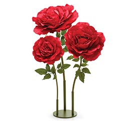 LARGE RED VELVET ROSES ON STAND
