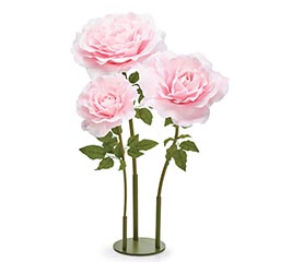 LARGE PINK VELVET ROSES ON STAND