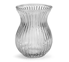 RIBBED FLARE TRANSLUCENT CLEAR VASE