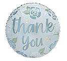17&quot;PKG THANK YOU ON BLUE WITH GRAY FLOWE