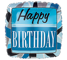 17&quot;PKG BLACK/BLUE SQUARE BIRTHDAY