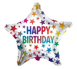 22&quot;PKG HBD OMBRE STARS ON STAR SHAPE