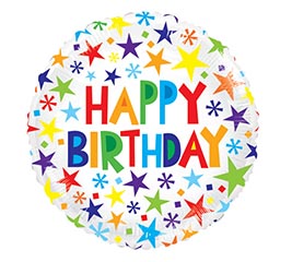 18&quot; PKG HBD COLORFUL STARS BIRTHDAY