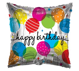 17&quot; PKG HBD COLORFUL BALLOONS BIRTHDAY