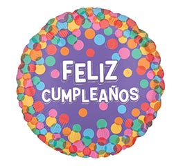 17" PKG SPA PURPLE FELIZ CUMPLEANOS DOTS