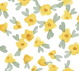 YELLOW FLOWERS ON WHITE CELLO ROLL