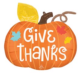 25"SATIN GIVE THANKS PUMPKIN SHAPE