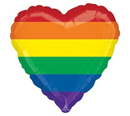 17&quot; RAINBOW HEART SHAPE BALLOON