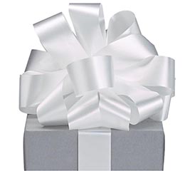 #9 WHITE FLORA-SATIN RIBBON